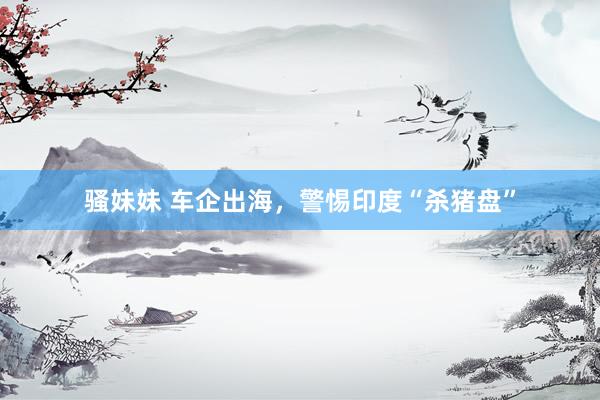 骚妹妹 车企出海，警惕印度“杀猪盘”