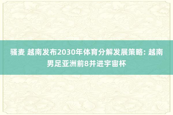 骚麦 越南发布2030年体育分解发展策略: 越南男足亚洲前8并进宇宙杯