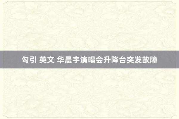 勾引 英文 华晨宇演唱会升降台突发故障